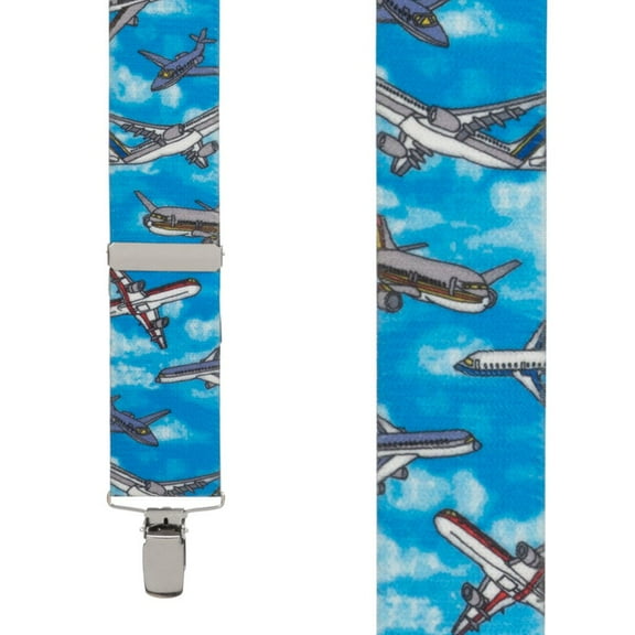 SuspenderStore Airplane Suspenders - 1.5-Inch Wide Elastic - Clip - 3 Sizes & 2 Colors