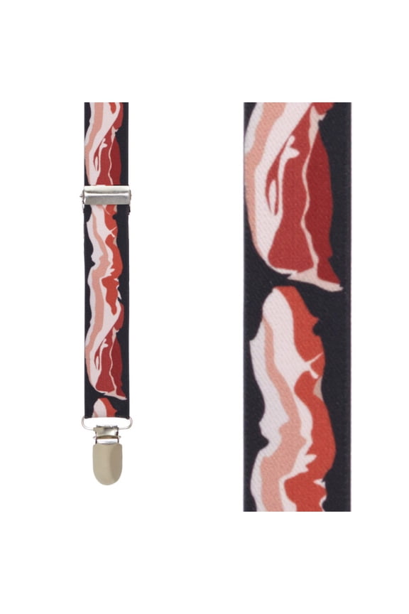 SuspenderStore Bacon Suspenders - 1-Inch Wide Elastic - Clip - 2 Sizes