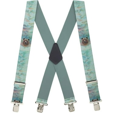 Suspender Store Novelty Brown Bear Suspenders - 2-Inch Wide Elastic - X-Back - Gator Clip - 3 Sizes