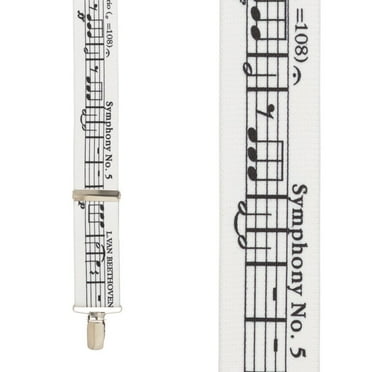 SuspenderStore Beethoven'S Fifth Suspenders - 1.5-Inch Wide Elastic - Clip - 3 Sizes