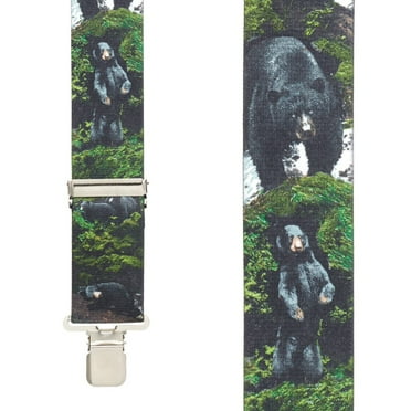 SuspenderStore Black Bear Suspenders - 2-Inch Wide Elastic - Gator Clip - 3 Sizes