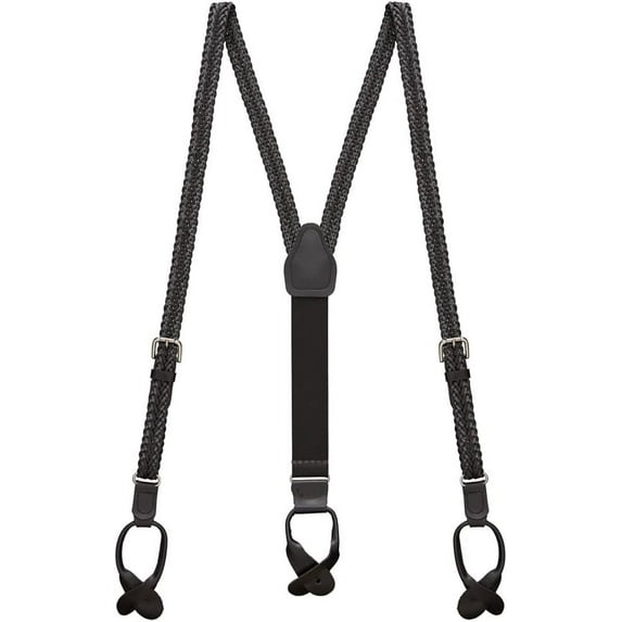 Suspender Store Braided Leather Herringbone Suspenders - 3/4-Inch Wide - Button - 2 Colors & 3 Sizes