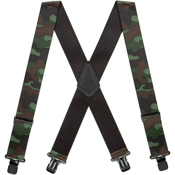 SuspenderStore Camo Suspenders - 2-Inch Wide Elastic - Clip - 6 Patterns & 3 Sizes