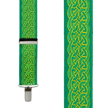 SuspenderStore Celtic Scroll Suspenders - 1.5-Inch Wide Elastic - Clip - 3 Sizes
