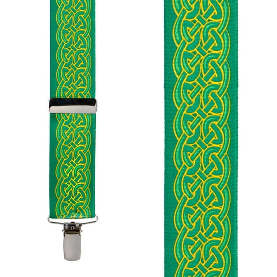 SuspenderStore Celtic Scroll Suspenders - 1.5-Inch Wide Elastic - Clip - 3 Sizes