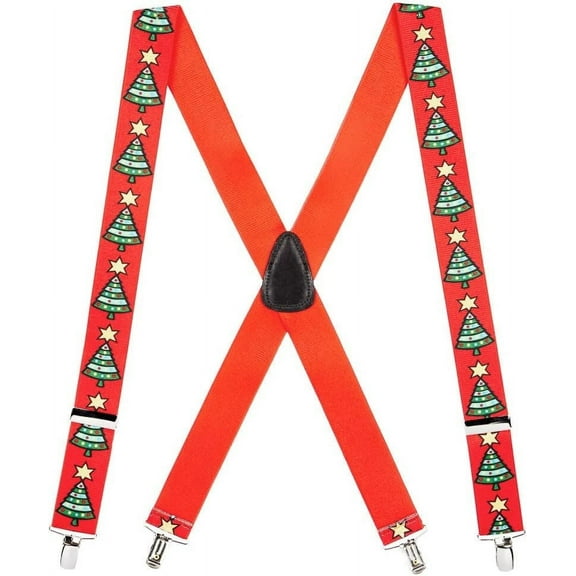 SuspenderStore Christmas Tree Suspenders - 1.5 Inch Wide - Clip - 4 Sizes Including Big & Tall