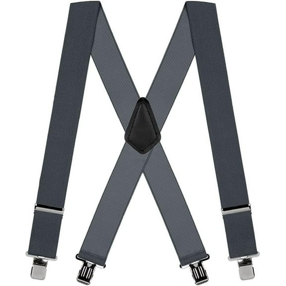SuspenderStore Classic Solid Color Suspenders - 2-Inch Wide Elastic - Gator Clip - 15 Colors & 4 Sizes