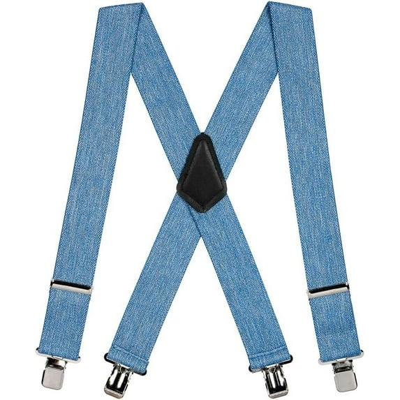 Suspender Store Denim Suspenders - 2 Inch Wide Clip 54" for 6'1" to 6'5" tall