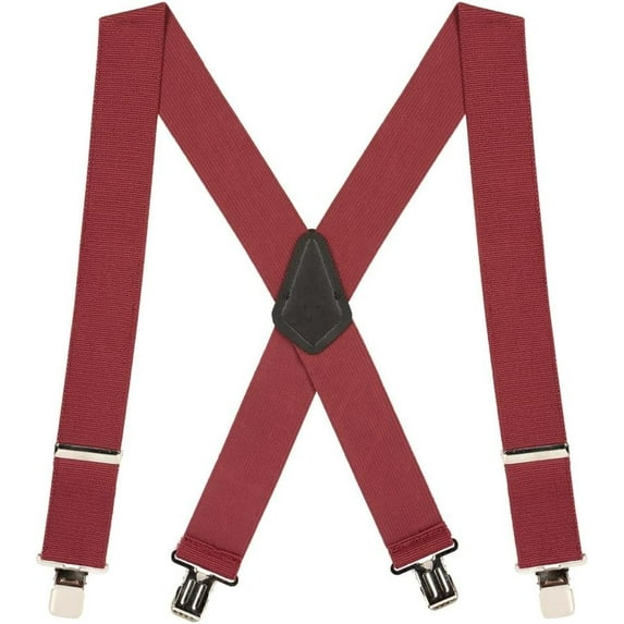 Suspender Store 2 Inch Wide Construction Clip Suspenders - BURGUNDY 48" for 5'9" to 6'2" tall
