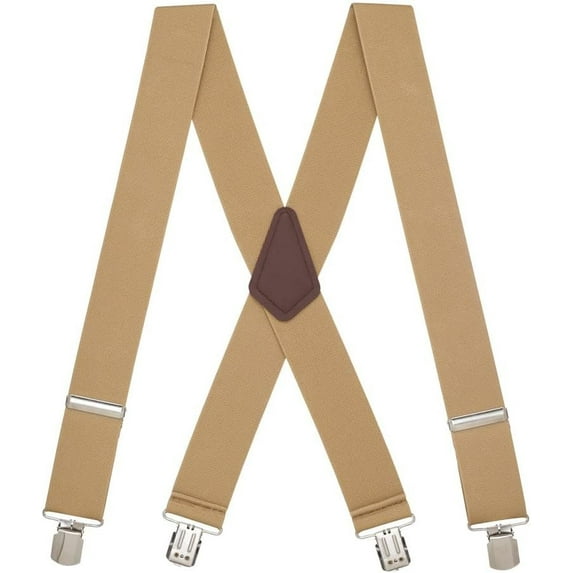 SuspenderStore Classic Solid Color Suspenders - 2-Inch Wide Elastic - Pin Clip - 4 Sizes