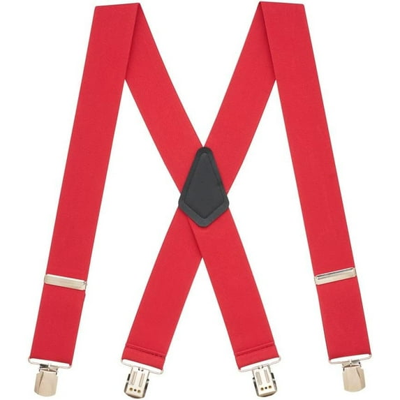 SuspenderStore Classic Solid Color Suspenders - 2-Inch Wide Elastic - Pin Clip - 4 Sizes