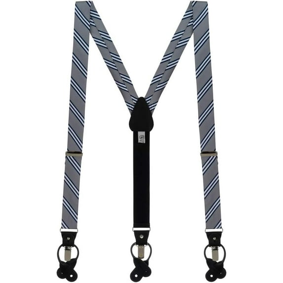 SuspenderStore Dressy Multi-Stripe Suspenders - Convertible End Button & Clip - 5 Colors
