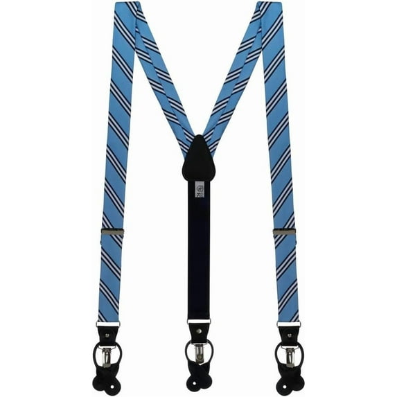SuspenderStore Dressy Multi-Stripe Suspenders - Convertible End Button & Clip - 5 Colors