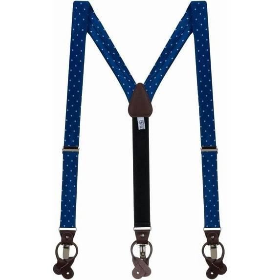 SuspenderStore Dressy Polka Dot Suspenders - Convertible End Button & Clip - 5 Colors