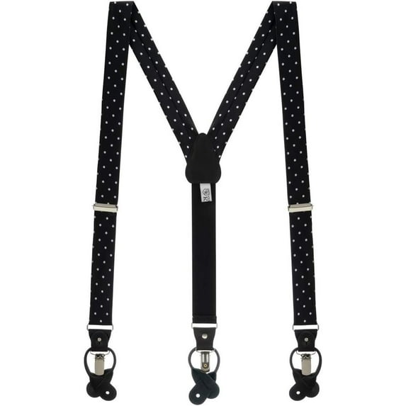 SuspenderStore Dressy Polka Dot Suspenders - Convertible End Button & Clip - 5 Colors