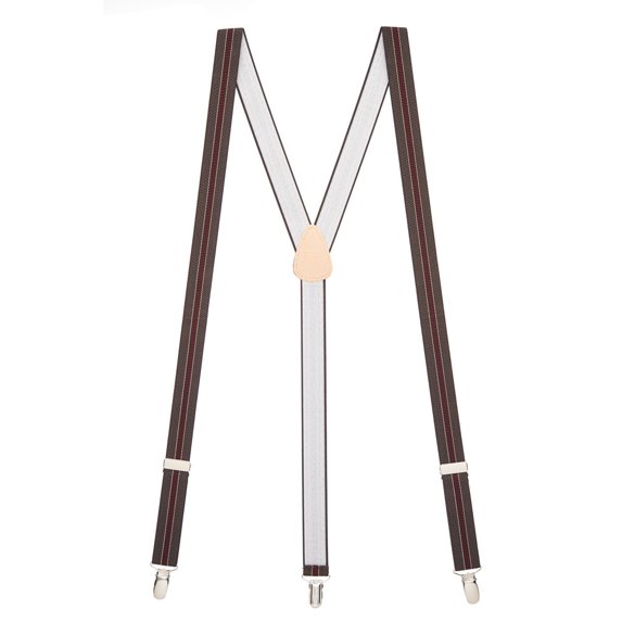 SuspenderStore Dressy Striped 1-Inch Wide Elastic Suspenders - Clip - 6 Colors