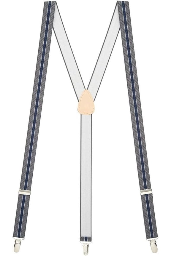 SuspenderStore Dressy Striped 1-Inch Wide Elastic Suspenders - Clip - 6 Colors