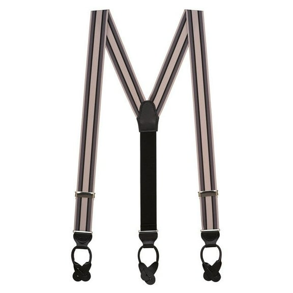 SuspenderStore Dressy Striped Grosgrain Suspenders- 1.38-Inch Wide - Button - 9 Colors & 2 Sizes