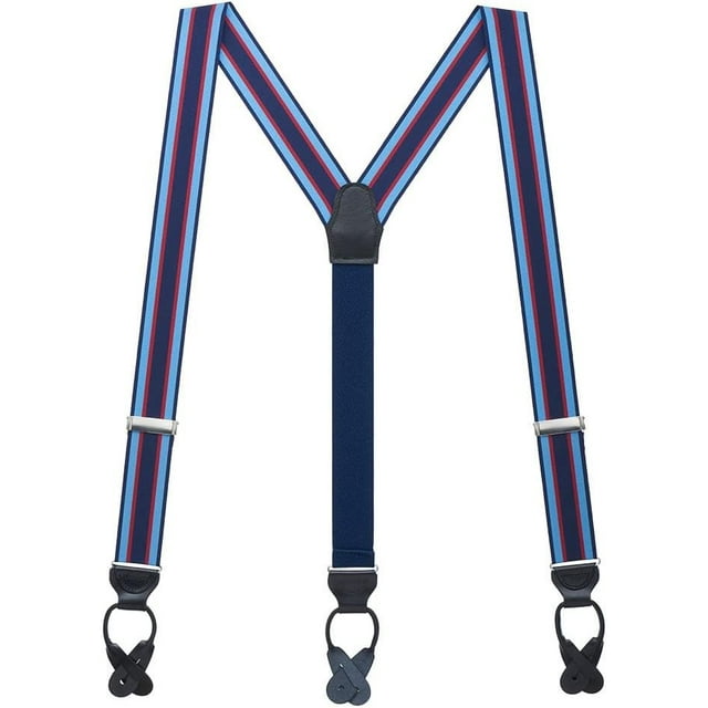 SuspenderStore Dressy Striped Grosgrain Suspenders- 1.38-Inch Wide - Button - 9 Colors & 2 Sizes