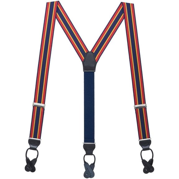 SuspenderStore Dressy Striped Grosgrain Suspenders- 1.38-Inch Wide - Button - 9 Colors & 2 Sizes