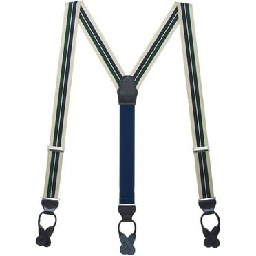 SuspenderStore Dressy Striped Grosgrain Suspenders- 1.38-Inch Wide - Button - 9 Colors & 2 Sizes