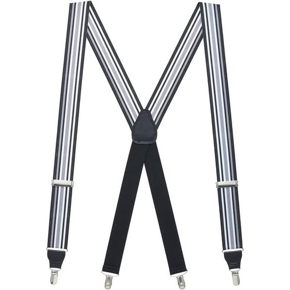 SuspenderStore Dressy Striped Grosgrain Suspenders- 1.38-Inch Wide - Clip - 9 Colors & 2 Sizes