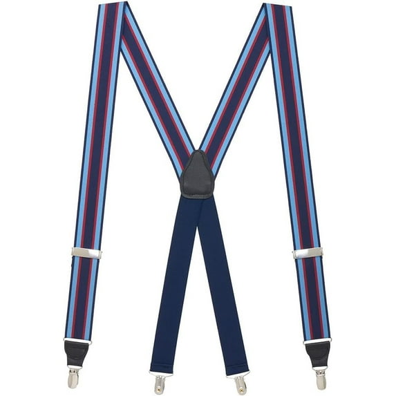 SuspenderStore Dressy Striped Grosgrain Suspenders- 1.38-Inch Wide - Clip - 9 Colors & 2 Sizes