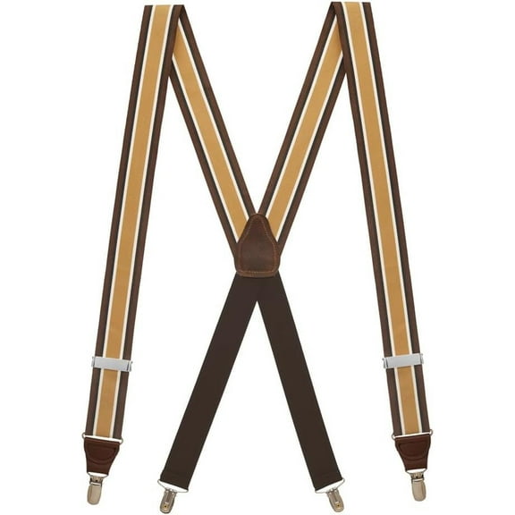 SuspenderStore Dressy Striped Grosgrain Suspenders- 1.38-Inch Wide - Clip - 9 Colors & 2 Sizes