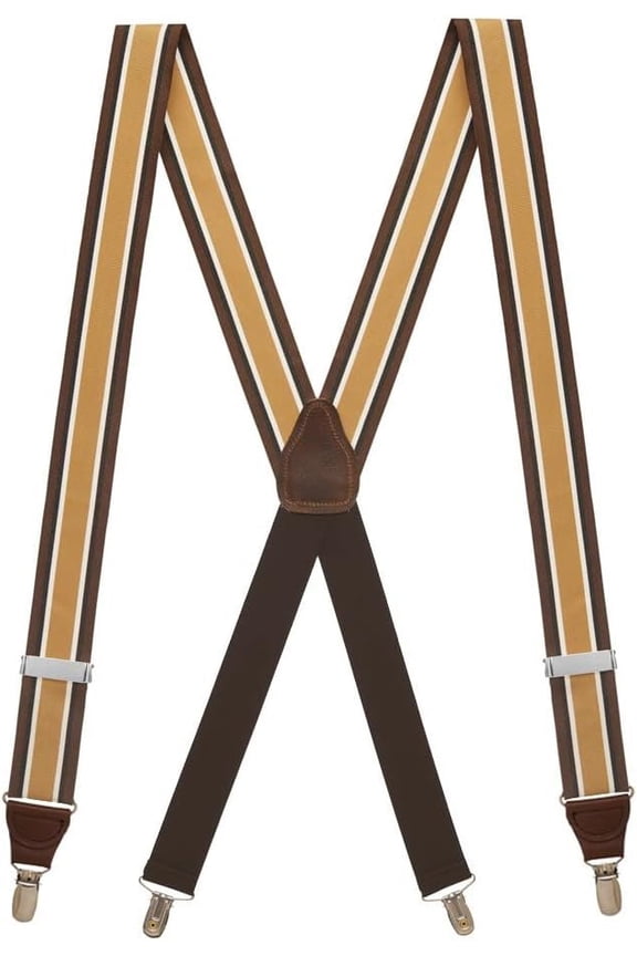 Dressy Striped Grosgrain Suspenders- 1.38-Inch Wide - Clip - 9 Colors & 2 Sizes