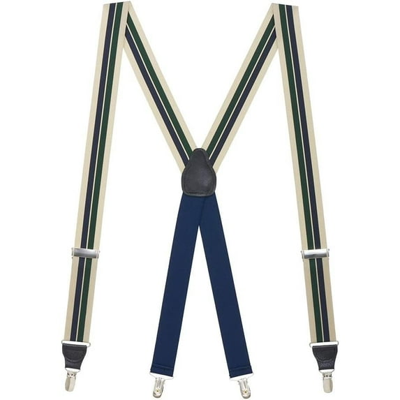 SuspenderStore Dressy Striped Grosgrain Suspenders- 1.38-Inch Wide - Clip - 9 Colors & 2 Sizes
