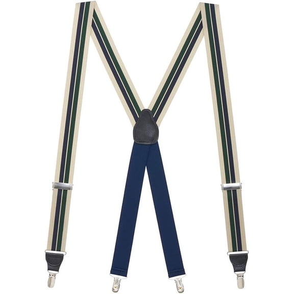 SuspenderStore Dressy Striped Grosgrain Suspenders- 1.38-Inch Wide - Clip - 9 Colors & 2 Sizes