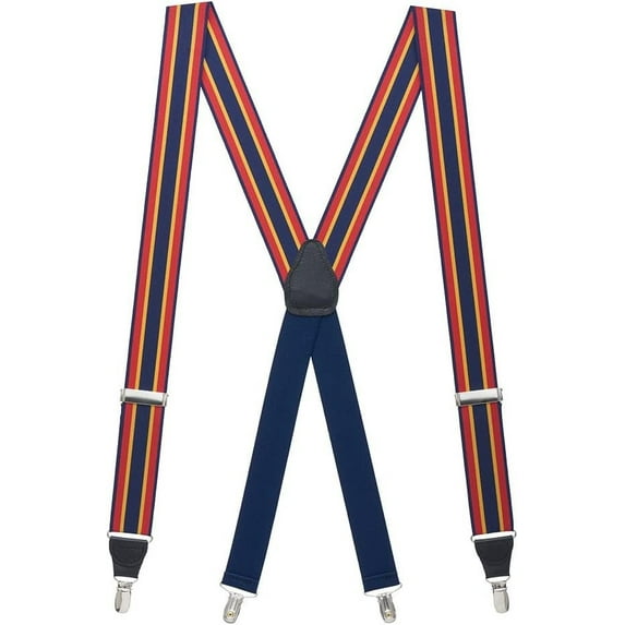 SuspenderStore Dressy Striped Grosgrain Suspenders- 1.38-Inch Wide - Clip - 9 Colors & 2 Sizes