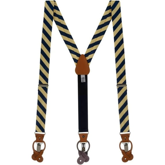 SuspenderStore Dressy Striped Suspenders - Convertible End Button & Clip - 5 Colors