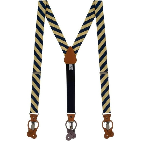 SuspenderStore Dressy Striped Suspenders - Convertible End Button & Clip - 5 Colors