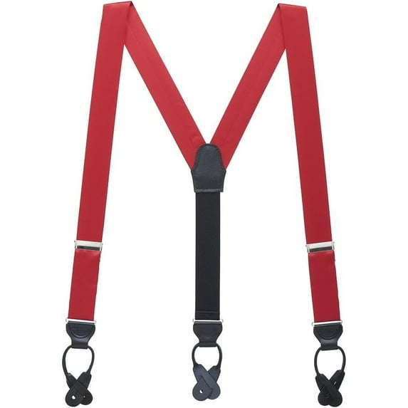 SuspenderStore Elegant Silk Suspenders - 1.38-Inch Wide - Button - 14 Colors & 2 Sizes