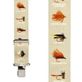 thumbnail image 1 of SuspenderStore Fly Fish On Tan Suspenders - 2-Inch Wide Elastic - Construction Clip - 3 Sizes, 1 of 4