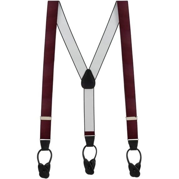 SuspenderStore French Satin Suspenders - Button - 1.38 Inch Wide - 5 Colors & 3 Sizes