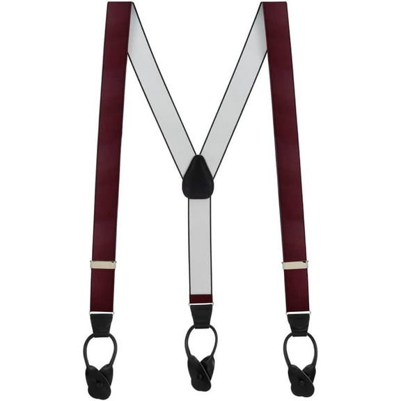 SuspenderStore French Satin Suspenders - Button - 1.38 Inch Wide - 5 Colors & 3 Sizes