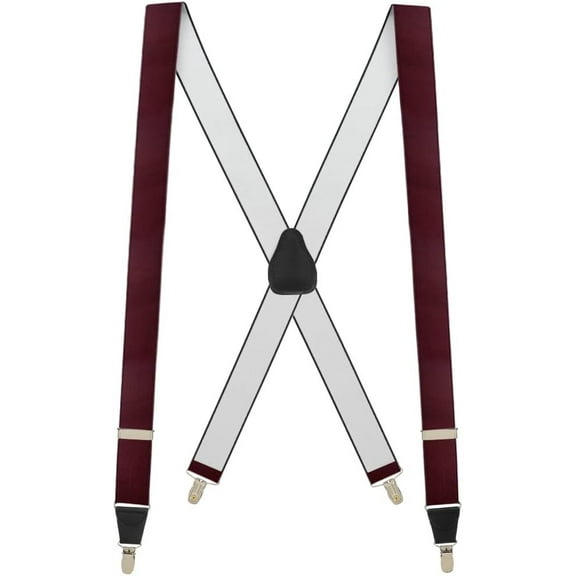 SuspenderStore French Satin Suspenders - Clip - 1.38 Inch Wide - 5 Colors & 3 Sizes
