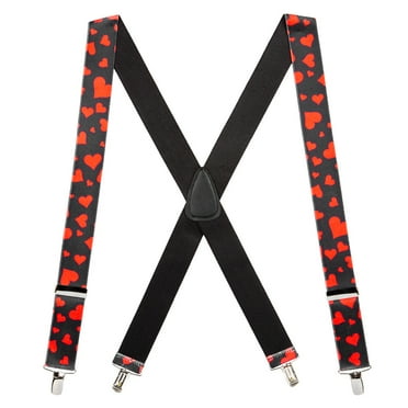 SuspenderStore Hearts Suspenders - 1.5-Inch Wide Elastic - Clip - 3 Sizes