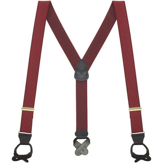 SuspenderStore Jacquard Checkered Suspenders - 1.5-Inch Wide Elastic - Button - 5 Colors & 3 Sizes