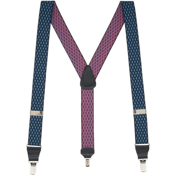 SuspenderStore Jacquard Diamond Burst Suspenders- 1.5-Inch Wide Elastic - Clip - 3 Colors & 3 Sizes