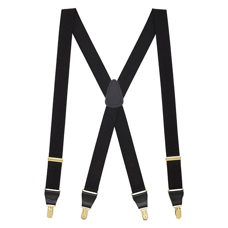 Melo Tough Y back suspenders airport friendly Suspenders,NO buzz with  Plastic Clip 1.5 inch fully elastic braces (Black) : : Clothing,  Shoes & Accessories