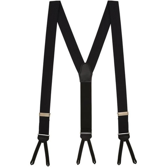 SuspenderStore Jacquard Silk Pin Dot Suspenders - 1.38-Inch Wide - Button Runner End - 2 Colors & 2 Sizes