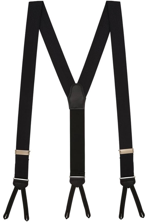 Jacquard Silk Pin Dot Suspenders - 1.38-Inch Wide - Button Runner End - 2 Colors & 2 Sizes
