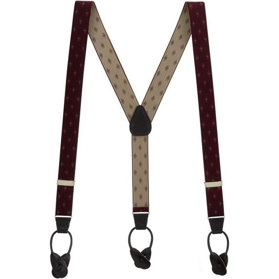 SuspenderStore Jacquard Woven Diamond Suspenders - 1.38-Inch Wide Elastic - Button - 6 Colors & 2 Sizes