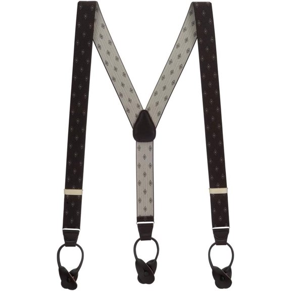 SuspenderStore Jacquard Woven Diamond Suspenders - 1.38-Inch Wide Elastic - Button - 6 Colors & 2 Sizes