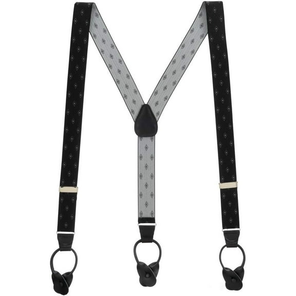 SuspenderStore Jacquard Woven Diamond Suspenders - 1.38-Inch Wide Elastic - Button - 6 Colors & 2 Sizes