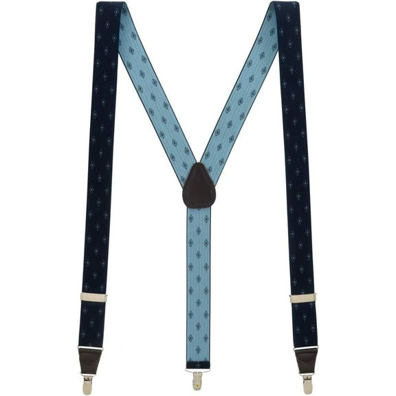 SuspenderStore Jacquard Woven Diamond Suspenders - 1.38-Inch Wide Elastic - Clip - 6 Colors & 2 Sizes