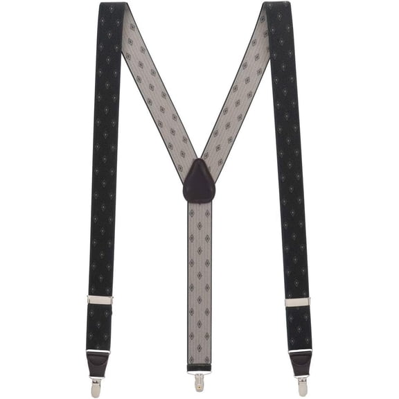 SuspenderStore Jacquard Woven Diamond Suspenders - 1.38-Inch Wide Elastic - Clip - 6 Colors & 2 Sizes